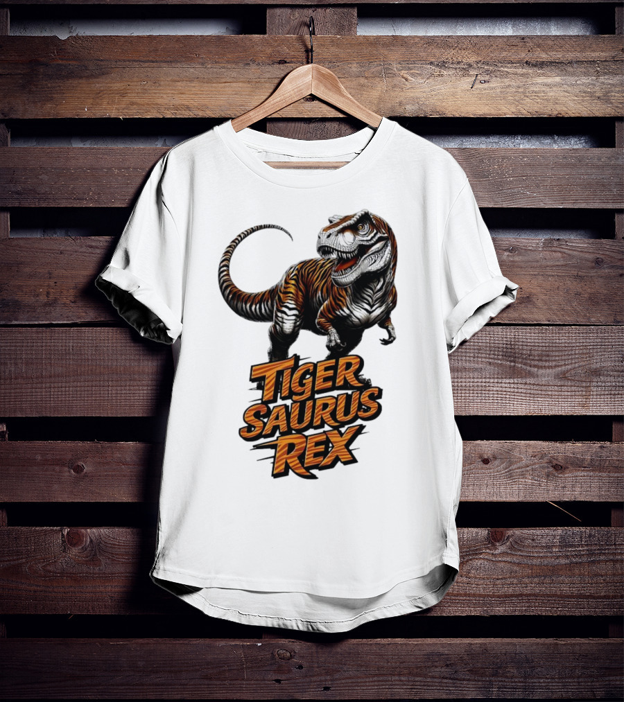 Fierce Tiger Saurus Rex Dinosaur Tiger Saurus Rex T-Shirt