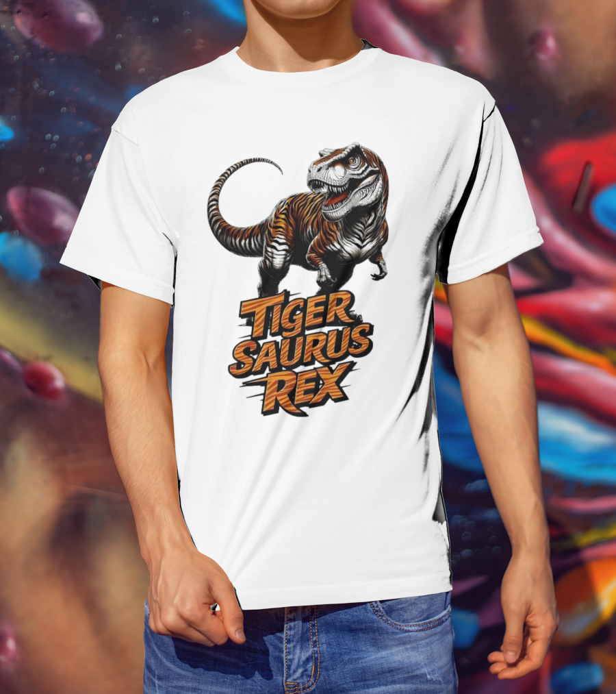 Fierce Tiger Saurus Rex Dinosaur Tiger Saurus Rex T-Shirt