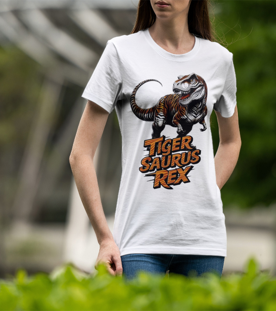 Fierce Tiger Saurus Rex Dinosaur Tiger Saurus Rex T-Shirt