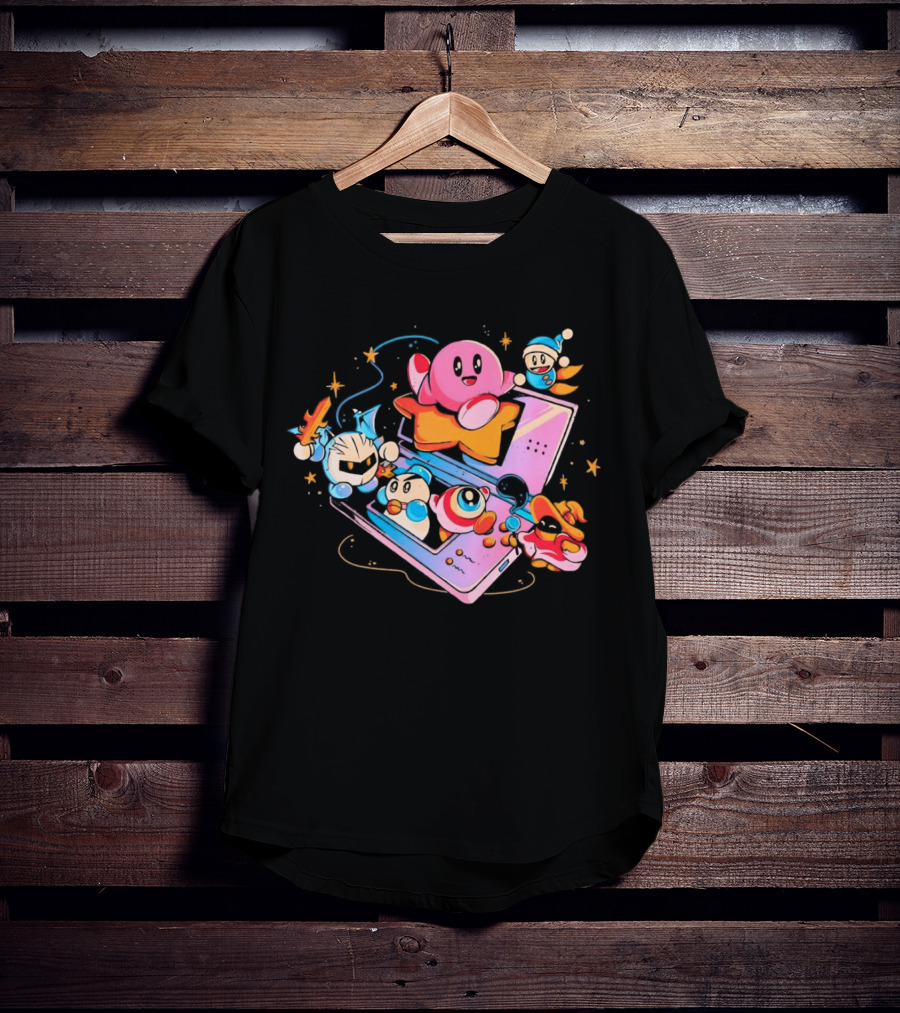 Kirby And Friends Adventure On Pink Portable Game Console T-Shirt