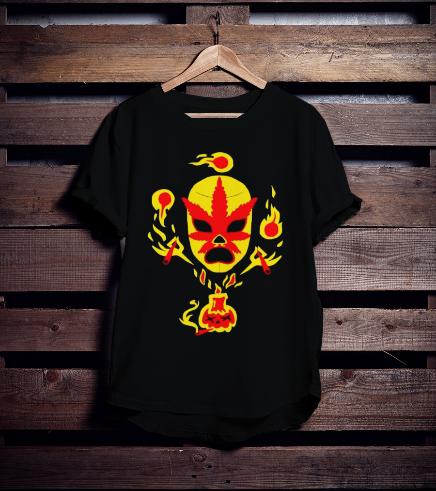 The Ablazing Blitzed Brothers Flaming Leaf Mask T-Shirt