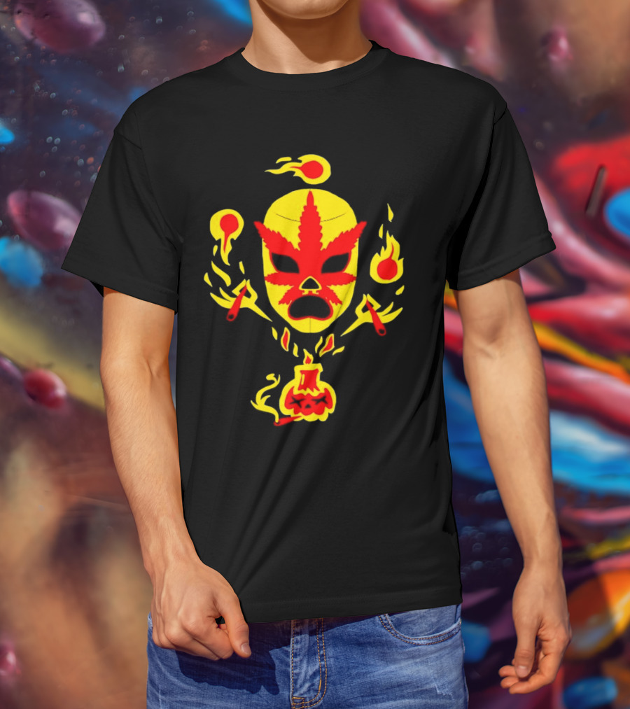 The Ablazing Blitzed Brothers Flaming Leaf Mask T-Shirt