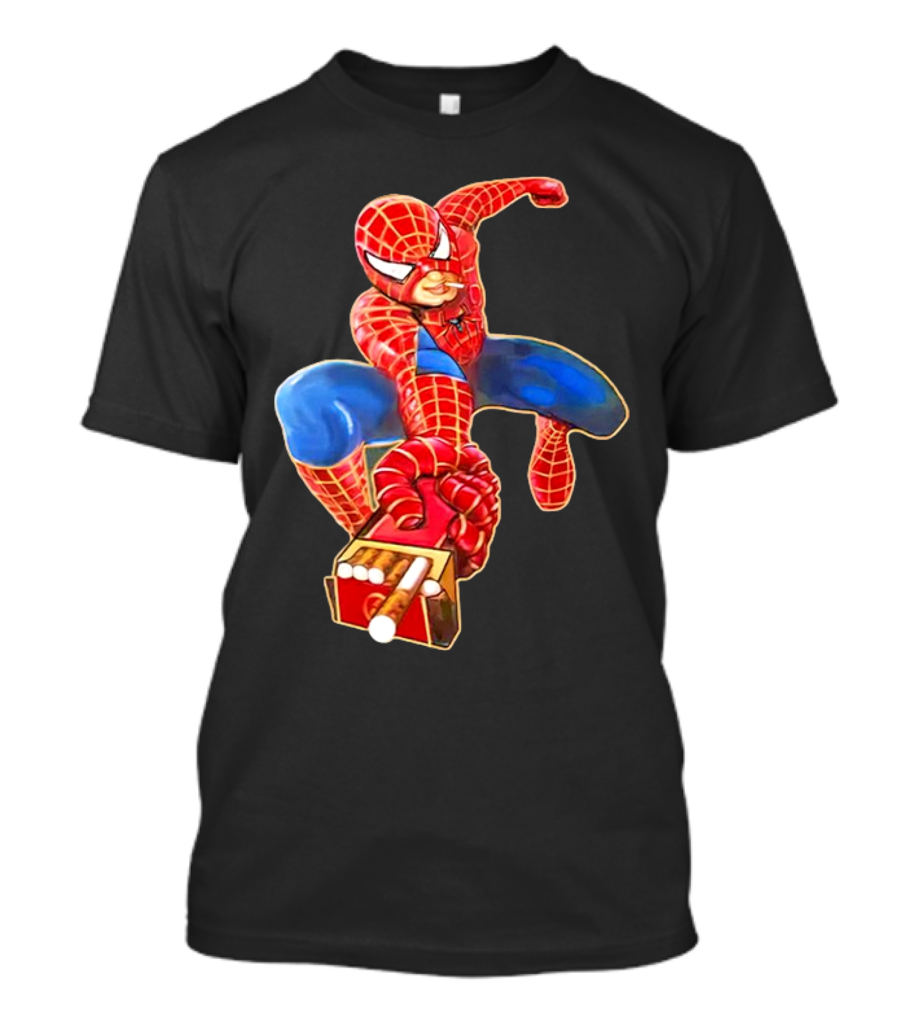 Spiderman Funny Smoking Man Superhero T-Shirt