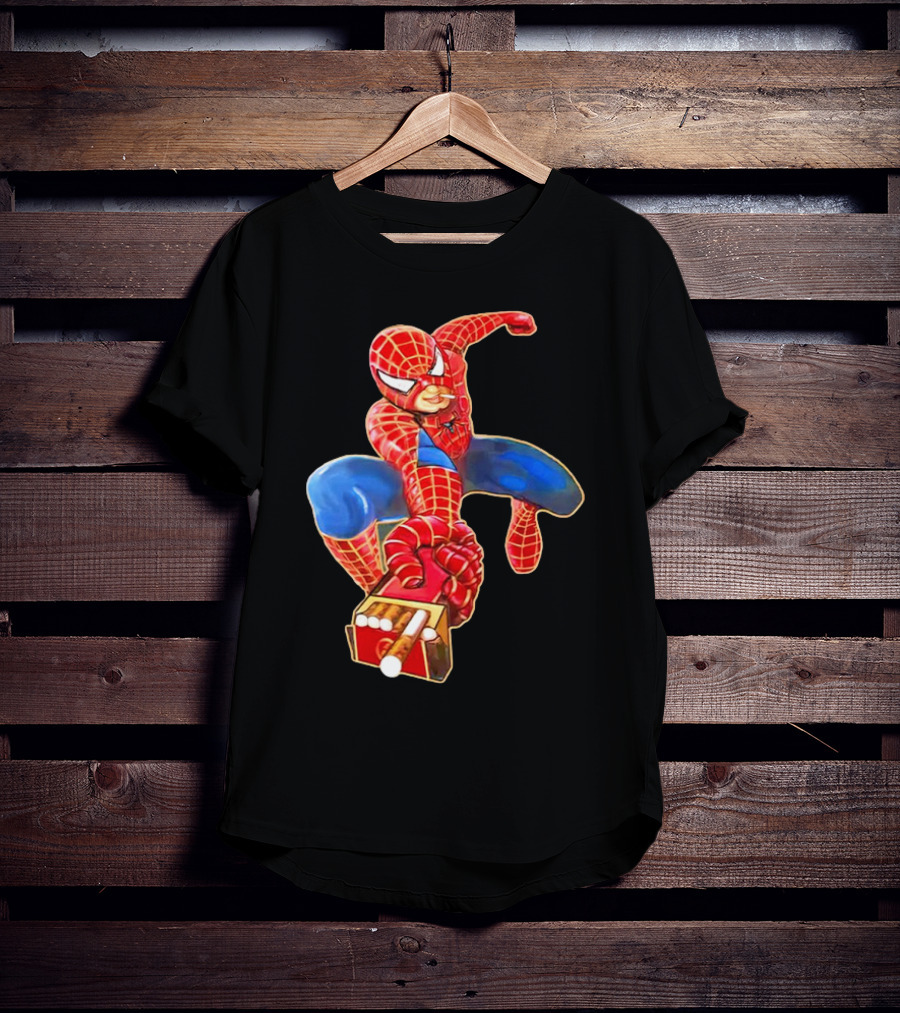 Spiderman Funny Smoking Man Superhero T-Shirt
