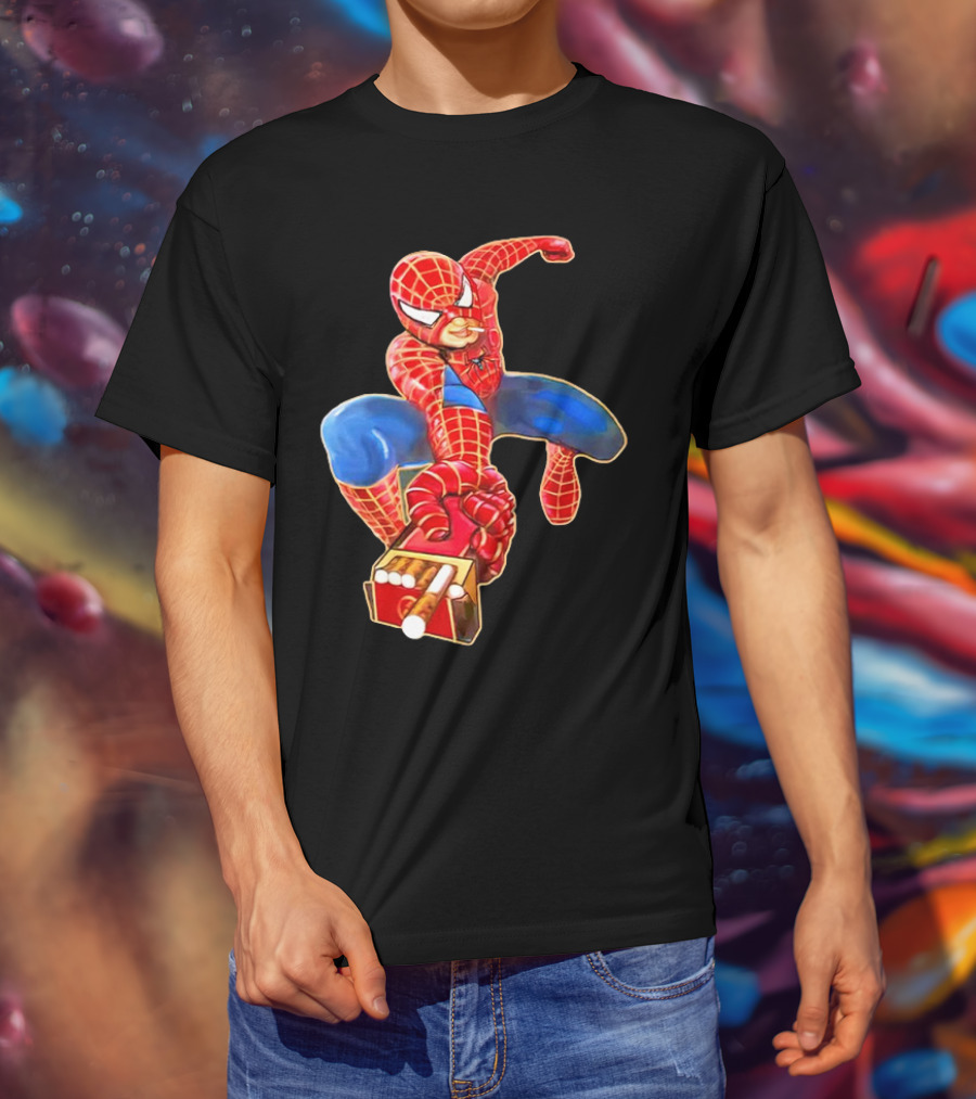 Spiderman Funny Smoking Man Superhero T-Shirt