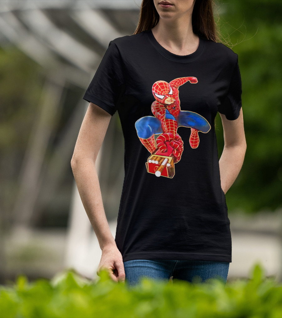 Spiderman Funny Smoking Man Superhero T-Shirt