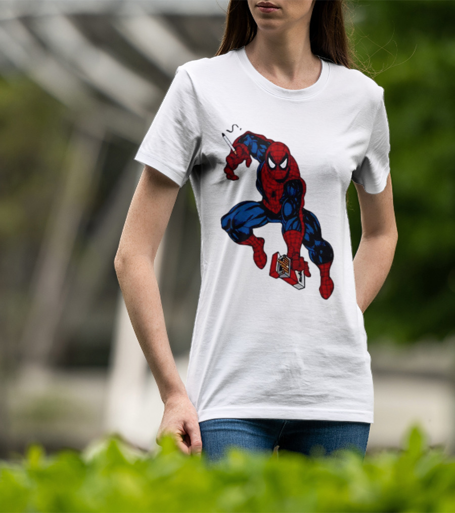 Spider-Man Smokerman Smoking Cigarette Comic T-Shirt