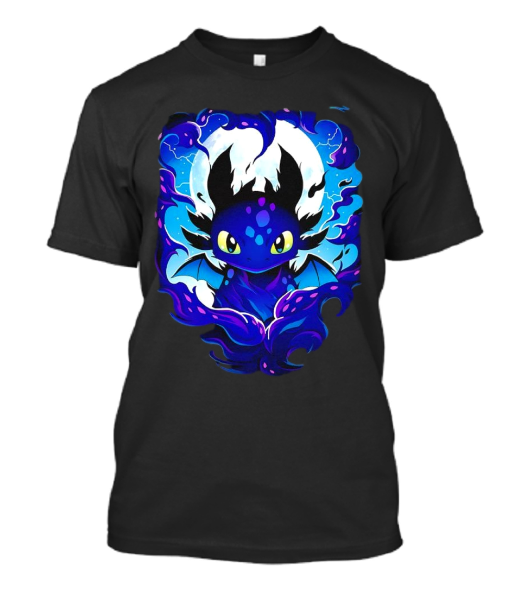Toothless How To Train Your Dragon Darkness Cartoon Blue Flame T-Shirt