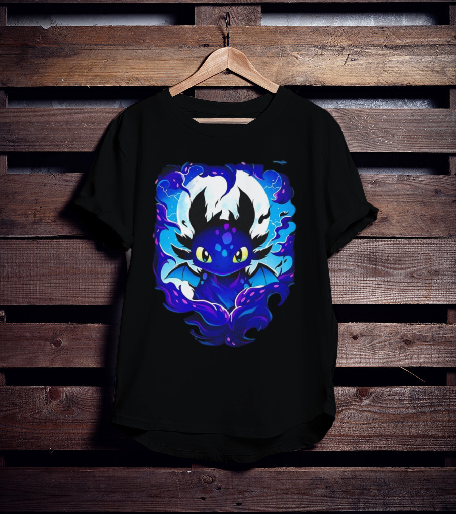 Toothless How To Train Your Dragon Darkness Cartoon Blue Flame T-Shirt