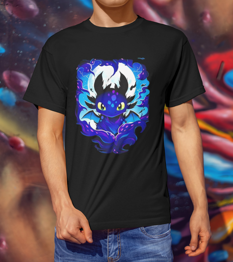 Toothless How To Train Your Dragon Darkness Cartoon Blue Flame T-Shirt