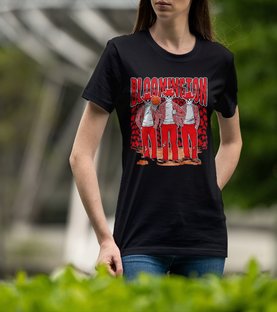 Bloomington Basketball Skeletons In Cowboy Hats T-Shirt
