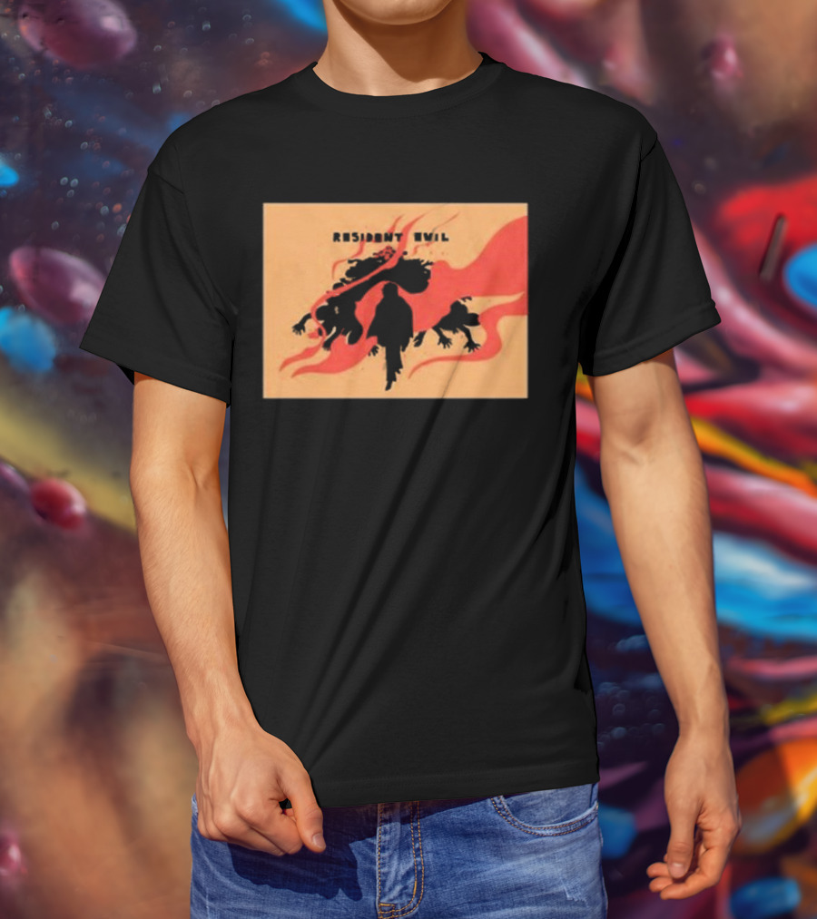 Resident Evil Silhouette Shadow Red Flames T-Shirt