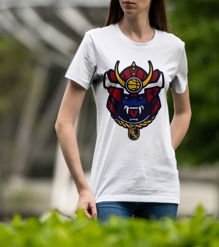 Denver Nuggets Samurai Helmet Emblem With DN Badge T-Shirt