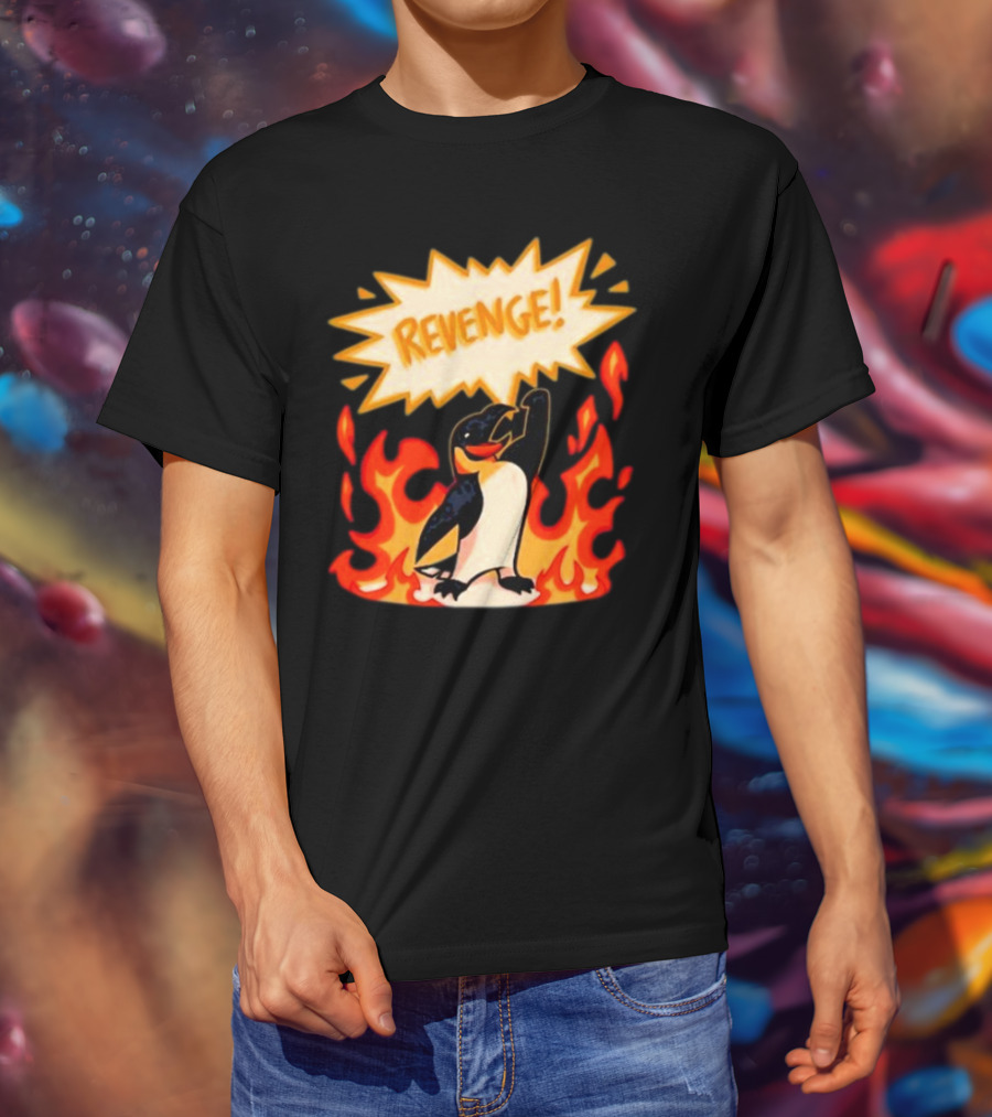 Hazbin Hotel Helluva Boss Revenge Penguin In Flames T-Shirt