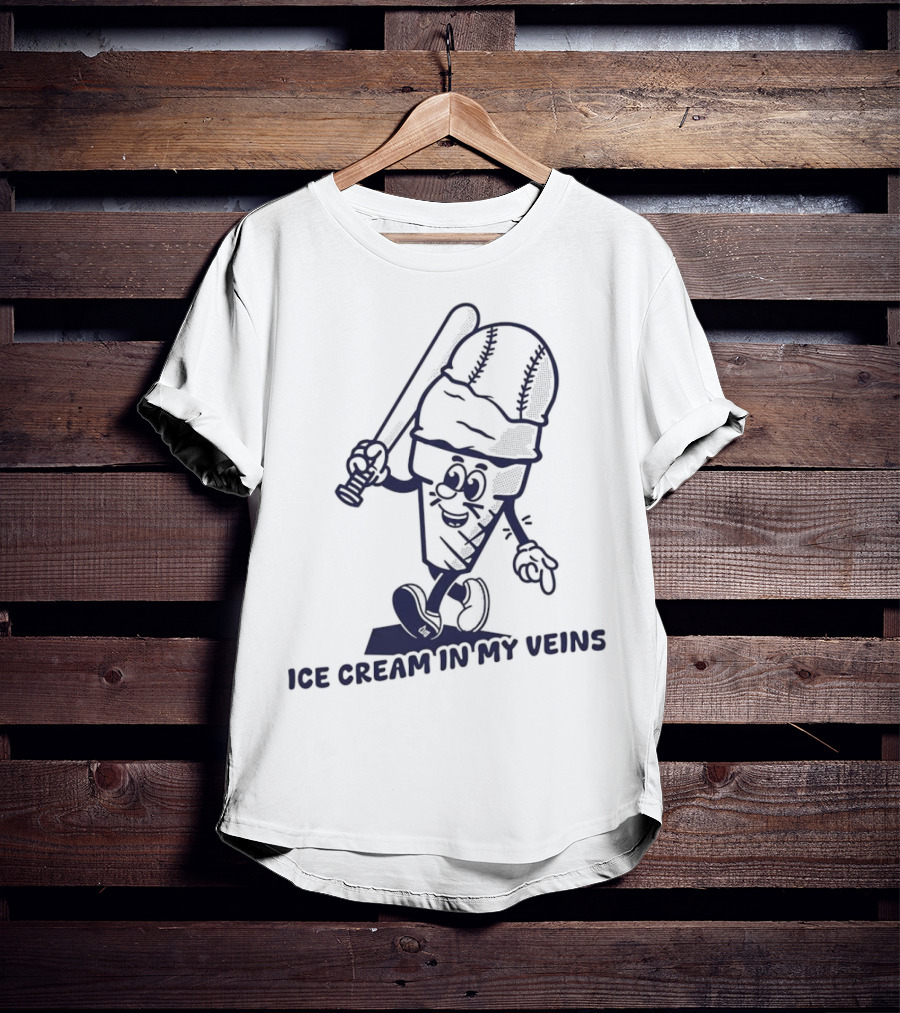 Ice Cream In My Veins Baseball Cone Bat Character T-Shirt