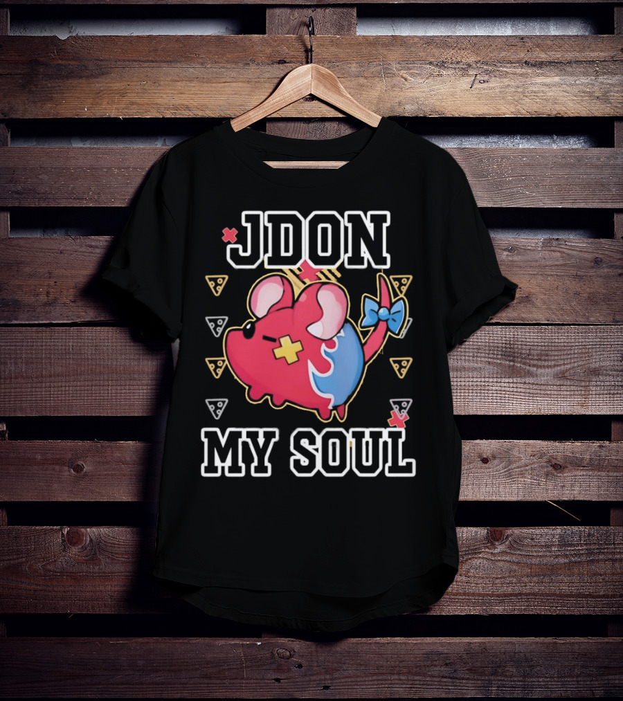 JDON My Soul Rat With Cute Red And Blue Cartoon Mouse With Pizza Slices T-Shirt
