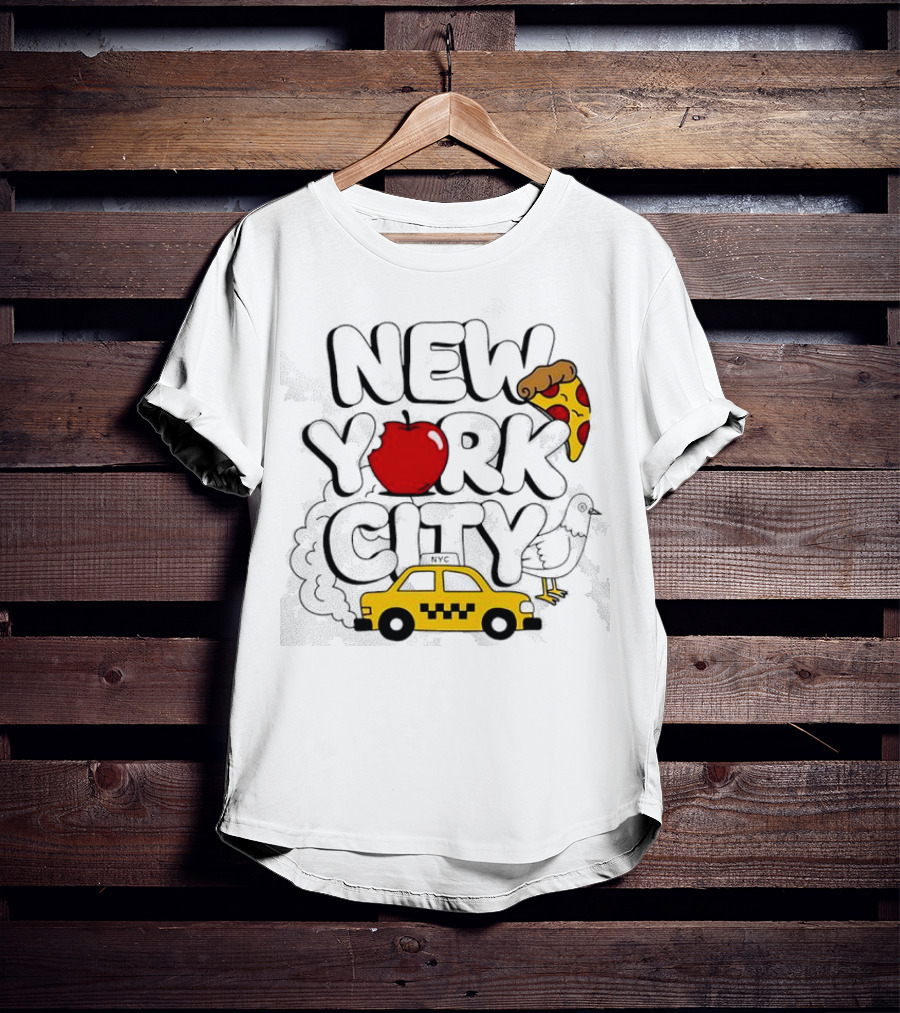 NEW YORK CITY Apple Pizza Taxi Pigeon T-Shirt