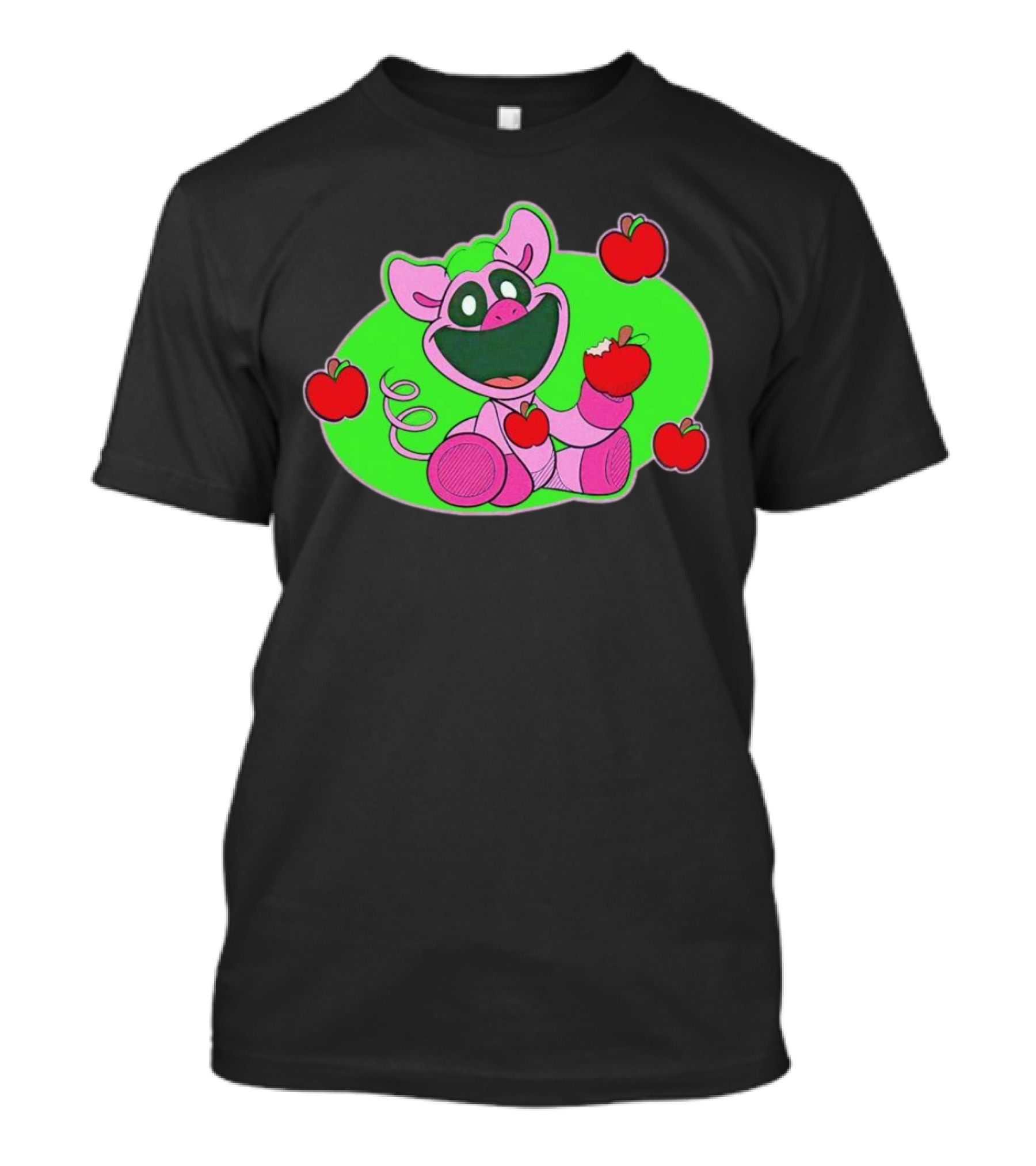 Pickypiggy Smiling Critters Happy Pig Eating Apples T-Shirt
