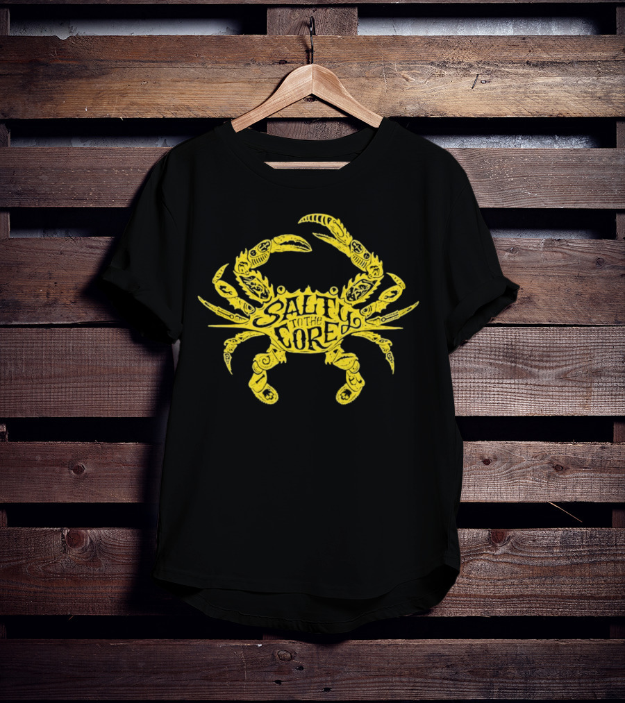 Salty To The Core Yellow Crab Tattoo-Inspired T-Shirt