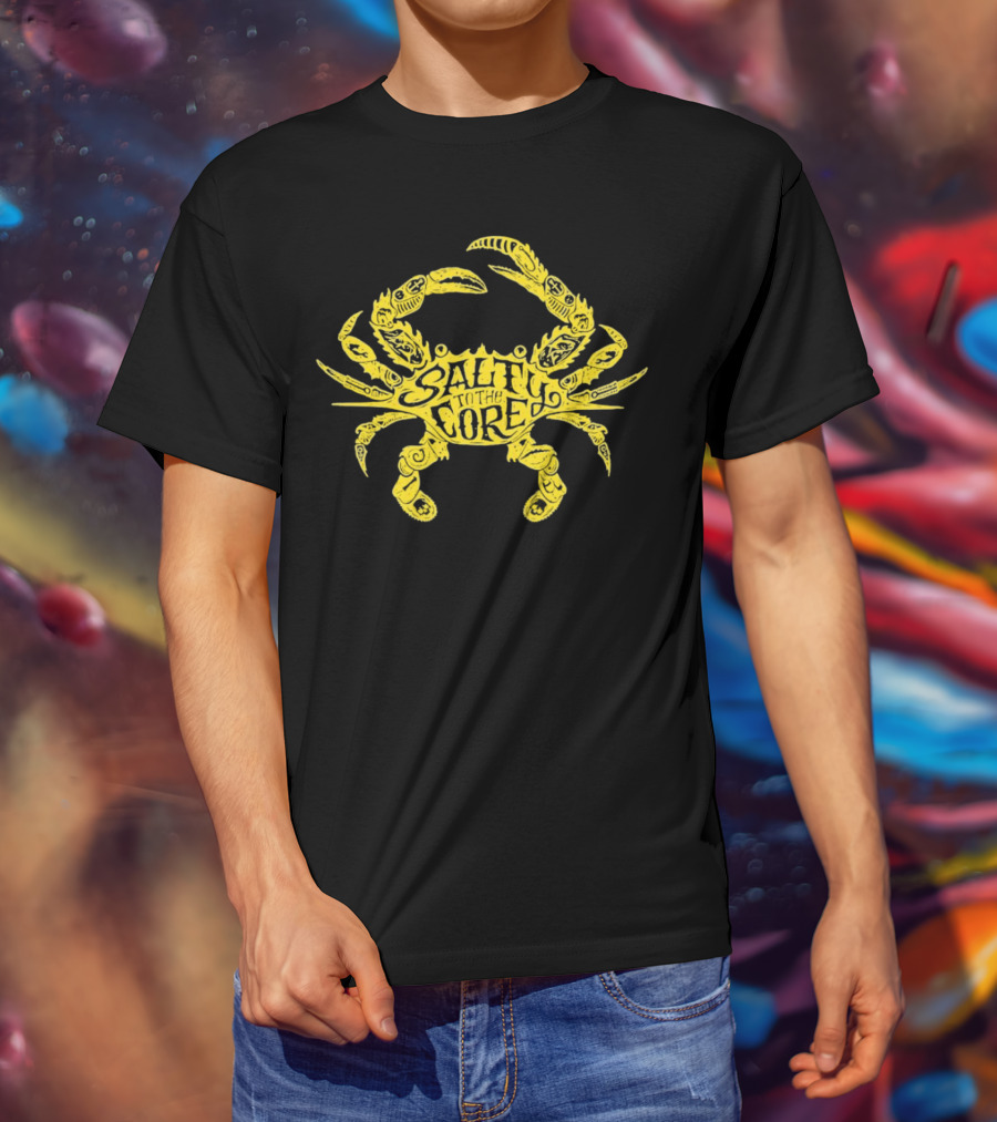 Salty To The Core Yellow Crab Tattoo-Inspired T-Shirt