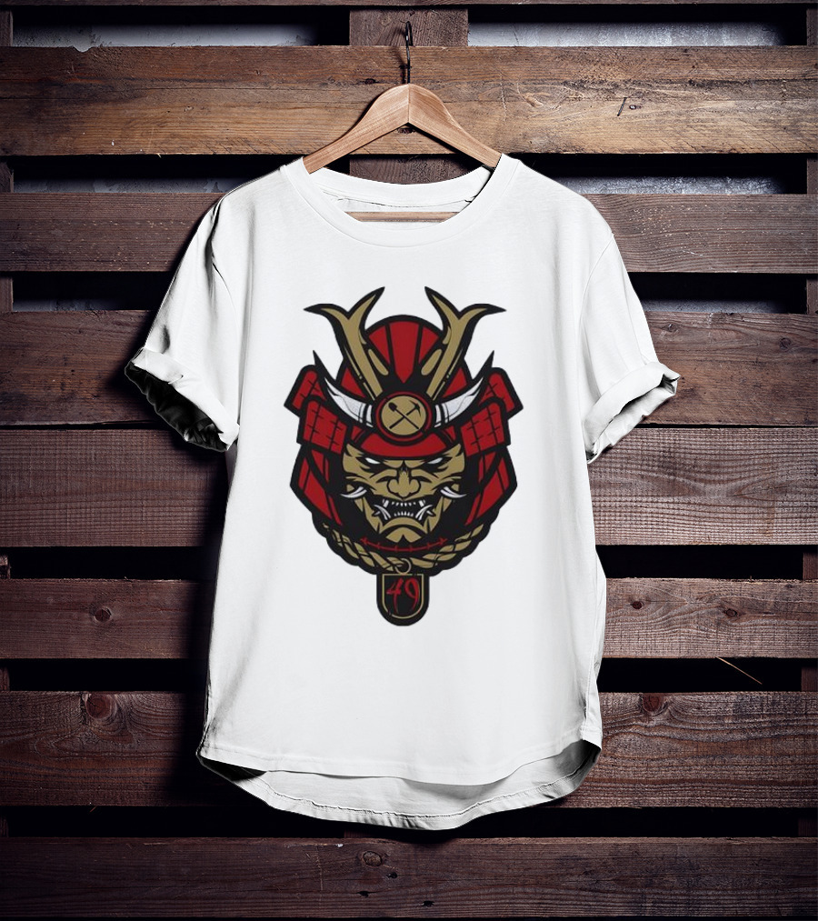 San Francisco 49ers Samurai Head With Crossed Axes And Number 49 T-Shirt