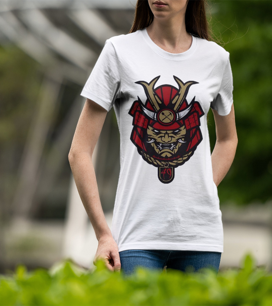 San Francisco 49ers Samurai Head With Crossed Axes And Number 49 T-Shirt
