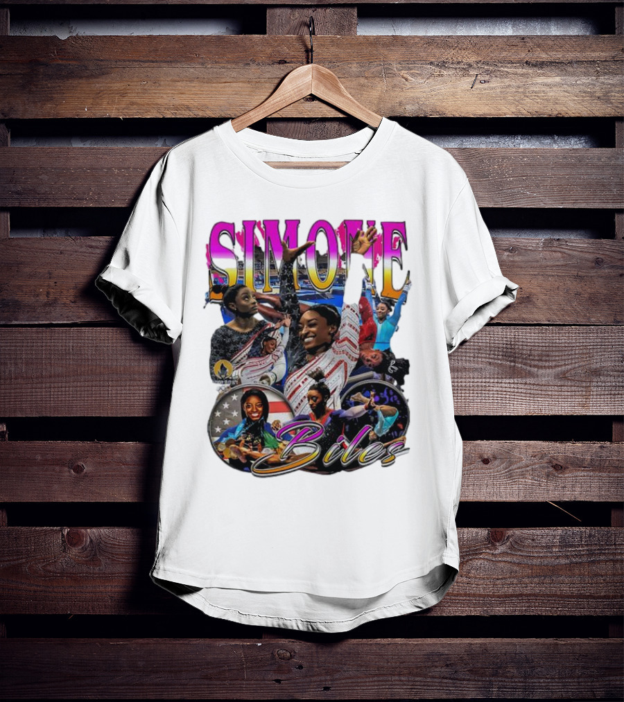 Simone Biles Olympic Champion Retro Collage T-Shirt