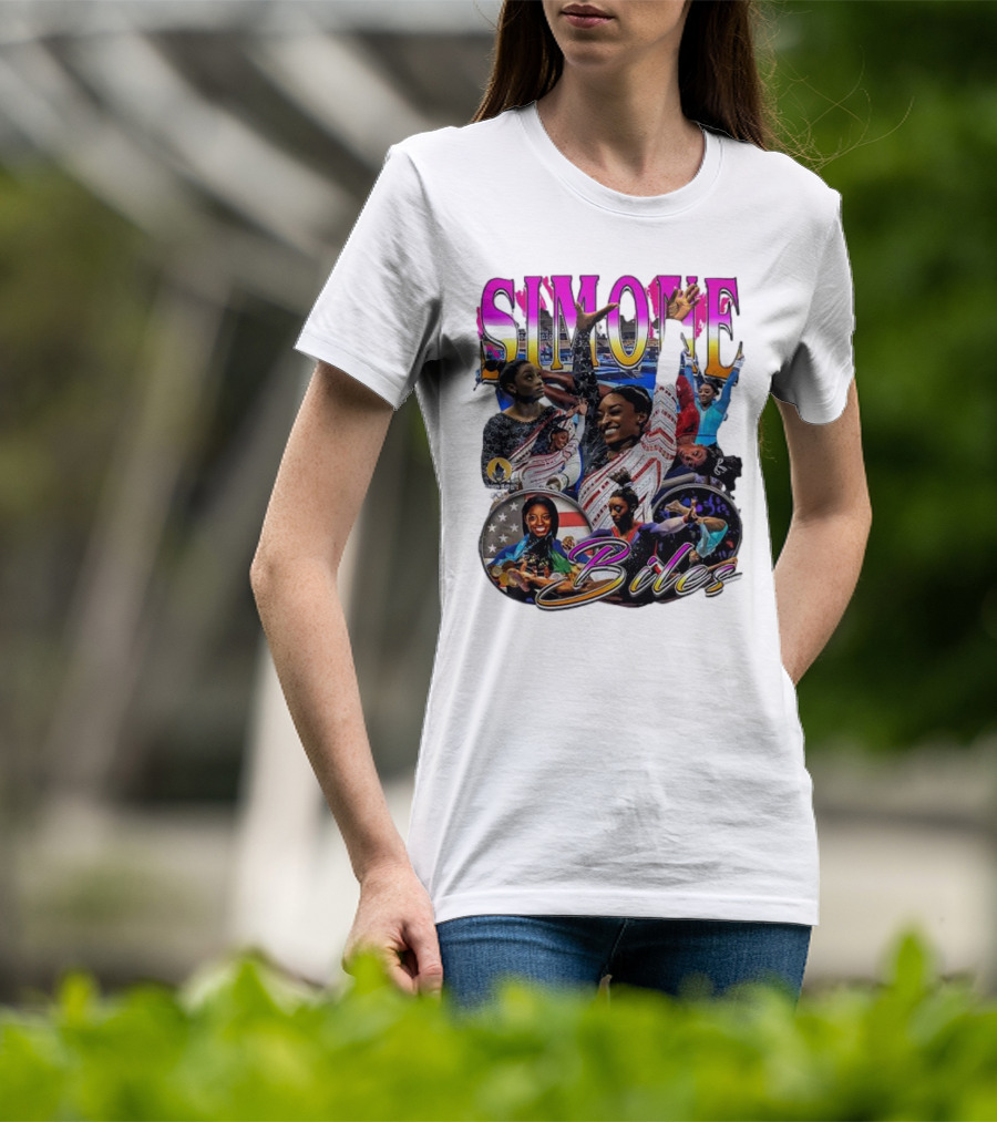 Simone Biles Olympic Champion Retro Collage T-Shirt