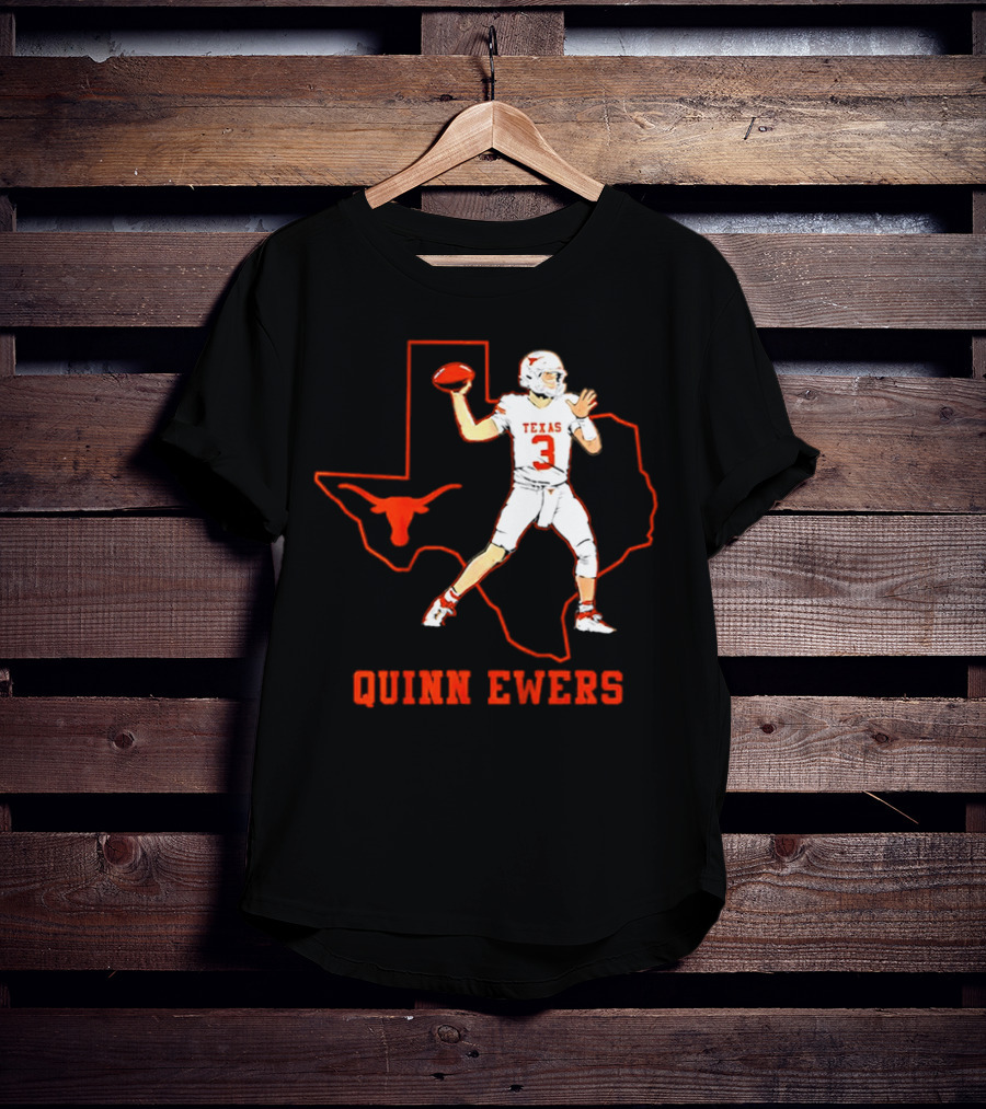 Quinn Ewers Texas Longhorns Football State Outline T-Shirt