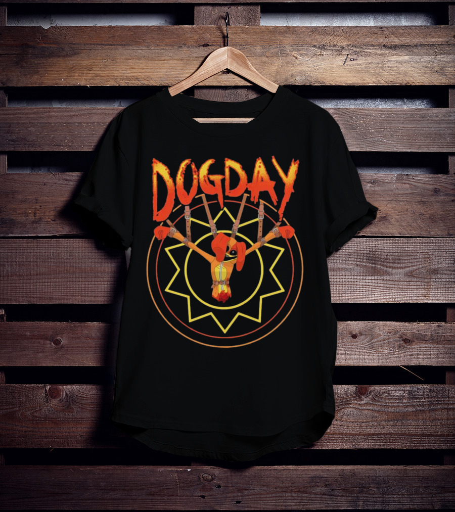 Dogday Monster Puppet With Sunburst Background T-Shirt