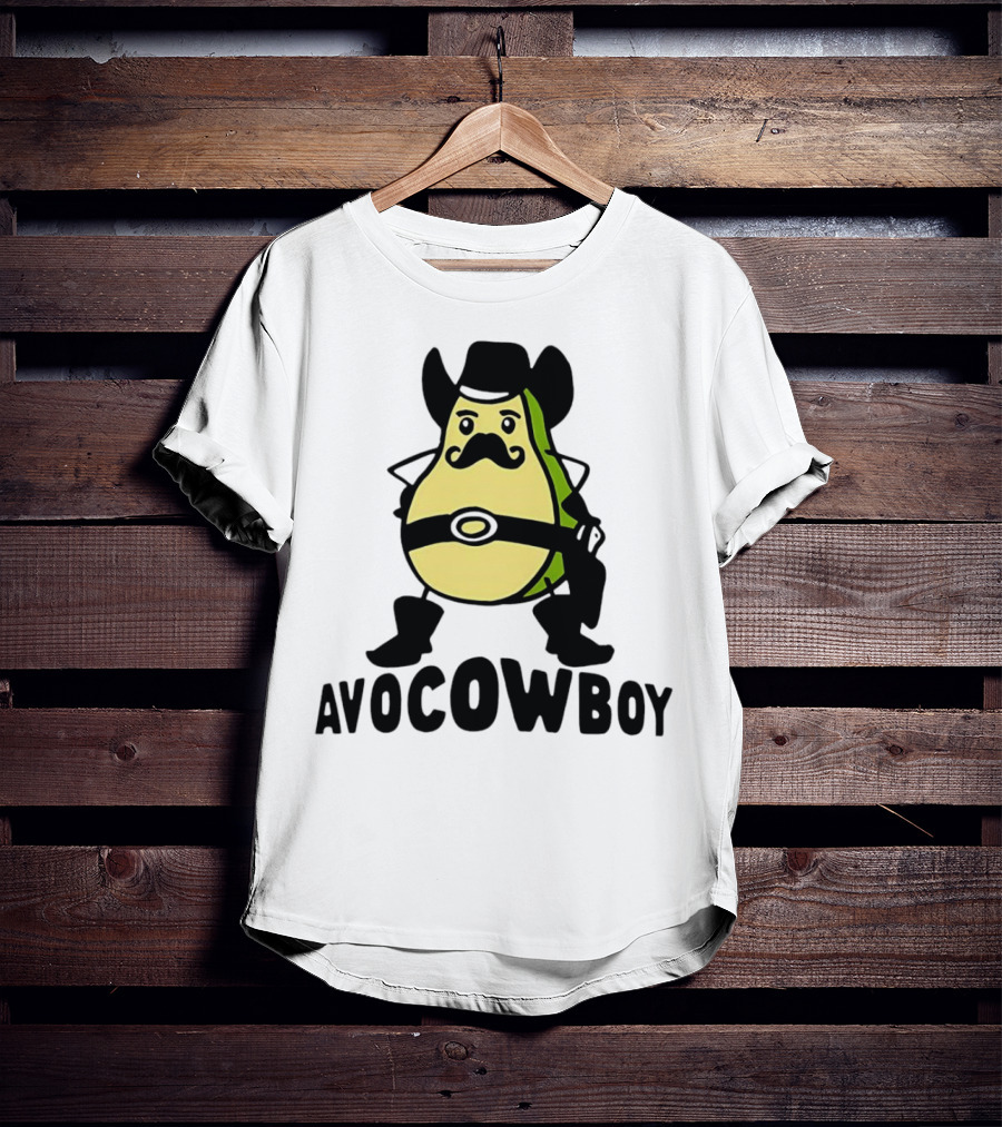 Avocowboy Avocado X Cowboy Character With Hat And Mustache T-Shirt