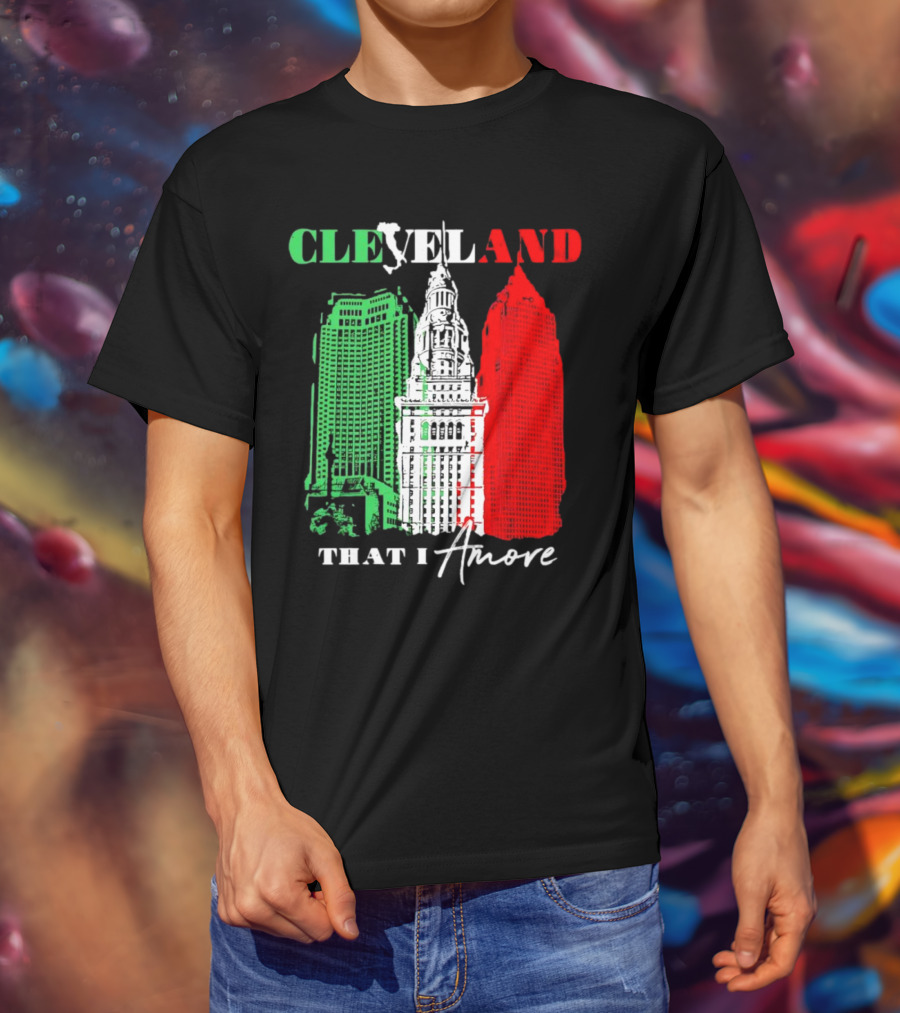 Cleveland That I Amore Italy Flag Skyline T-Shirt