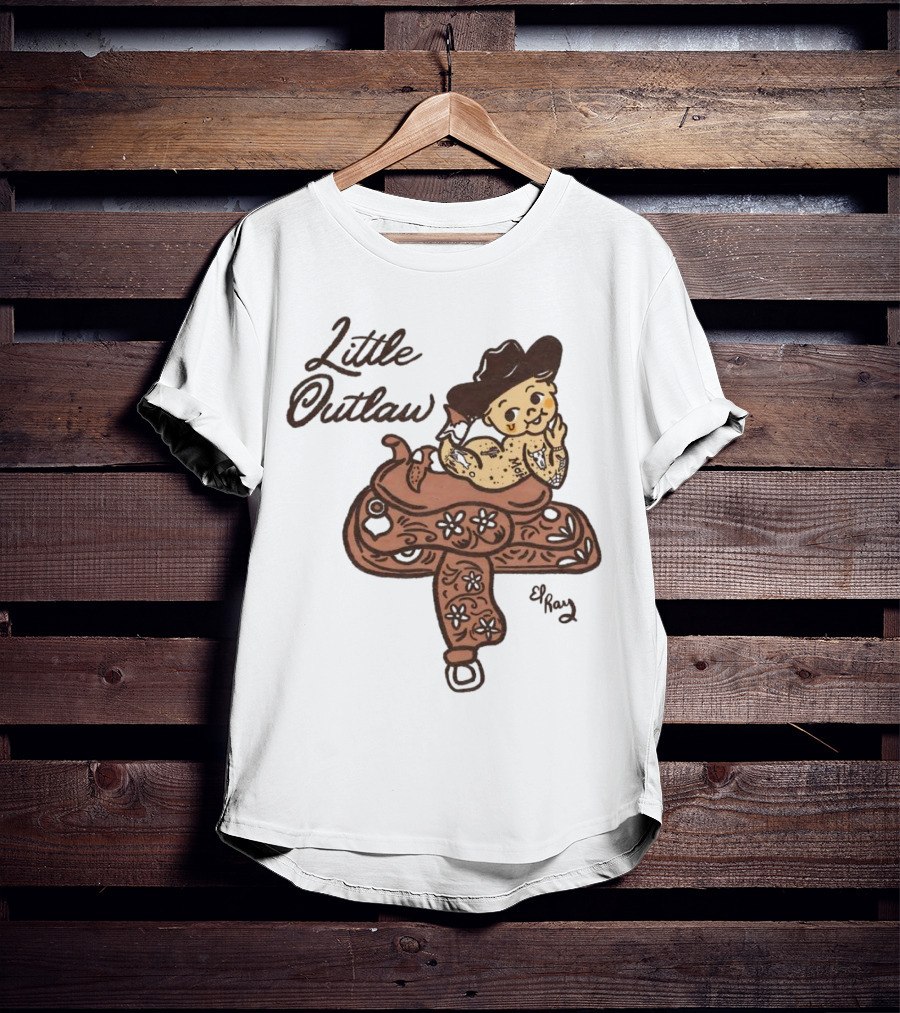 Kewpie Cowboy Little Outlaw Vintage Saddle Art By El Ren T-Shirt