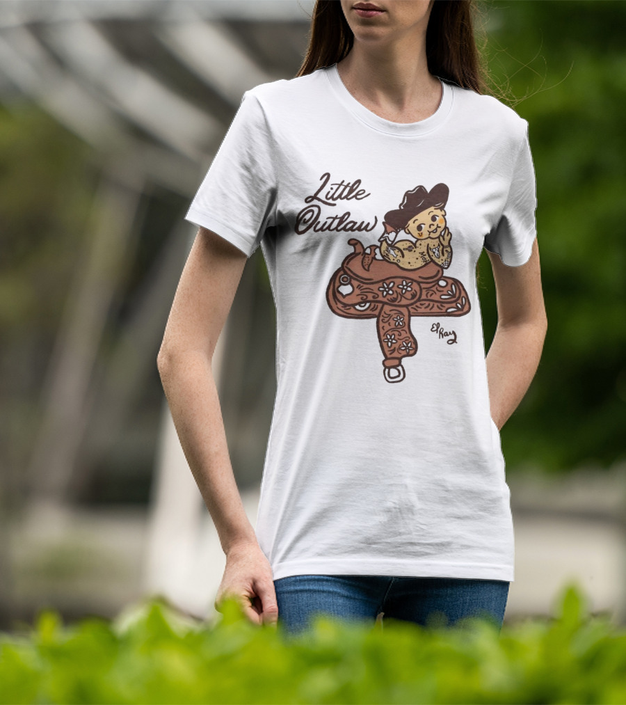 Kewpie Cowboy Little Outlaw Vintage Saddle Art By El Ren T-Shirt