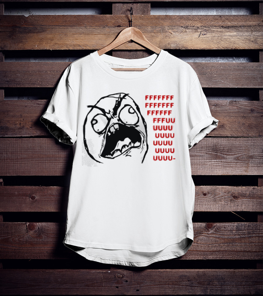 Rage Face Meme FFFFUUUUU Repeated Text T-Shirt