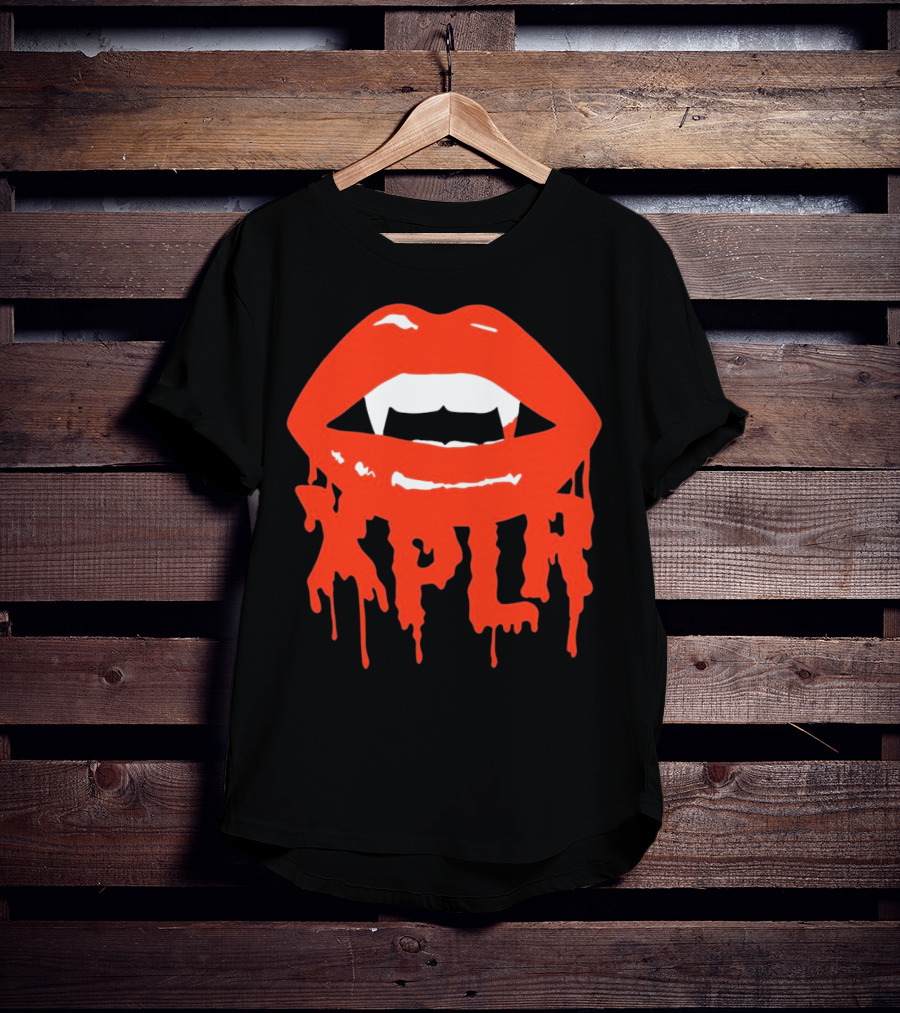 XPLR Fangs Back To School Dripping Red Lips T-Shirt