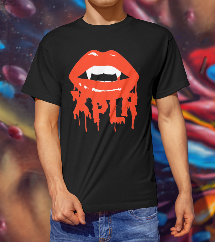 XPLR Fangs Back To School Dripping Red Lips T-Shirt