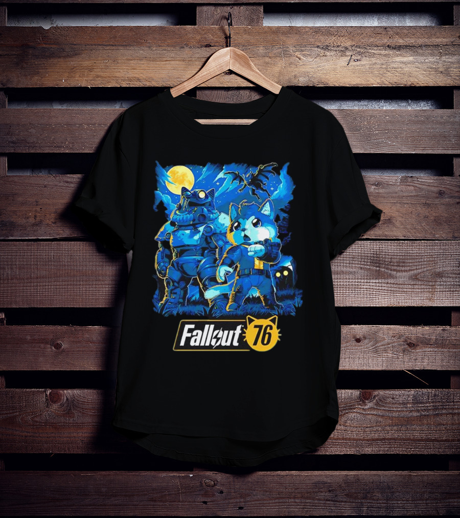 Fallout 76 Dog Costume Post-Apocalyptic Adventure Moonlit Scene T-Shirt