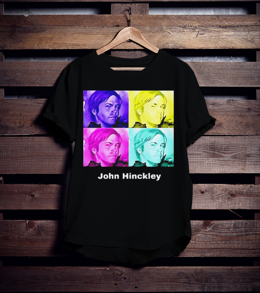 John Hinckley Pop Art Portrait Quad Color Blocks T-Shirt