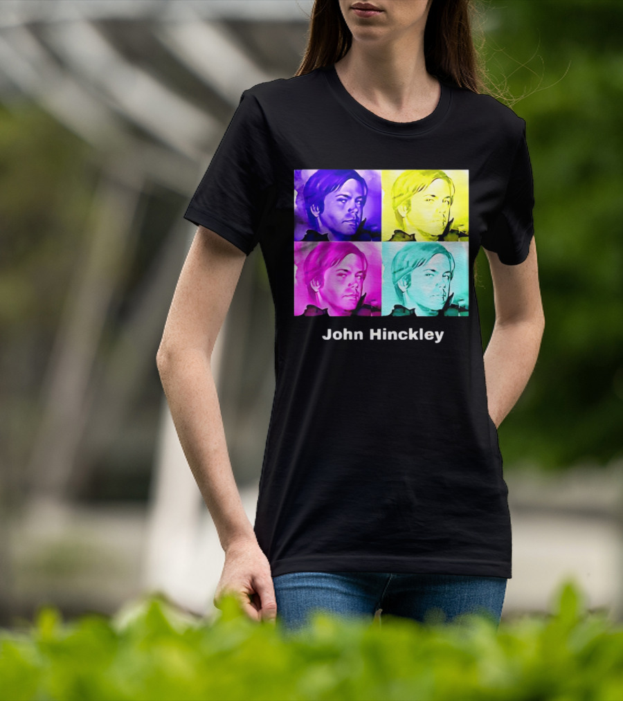 John Hinckley Pop Art Portrait Quad Color Blocks T-Shirt