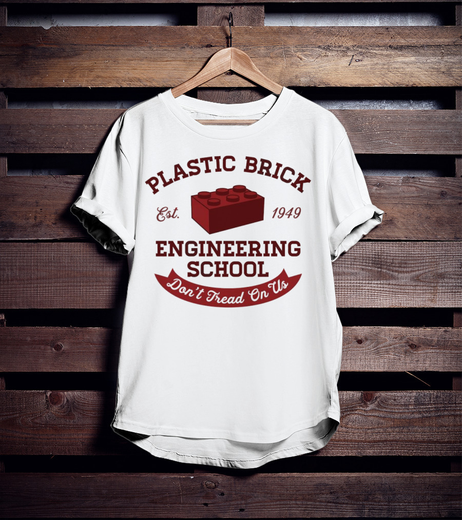 Plastic Brick Engineering School Est. 1949 Don't Tread On Us LEGO Brick Building T-Shirt