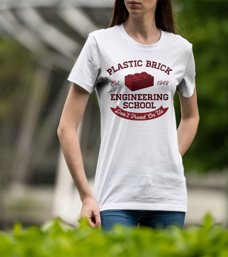 Plastic Brick Engineering School Est. 1949 Don't Tread On Us LEGO Brick Building T-Shirt
