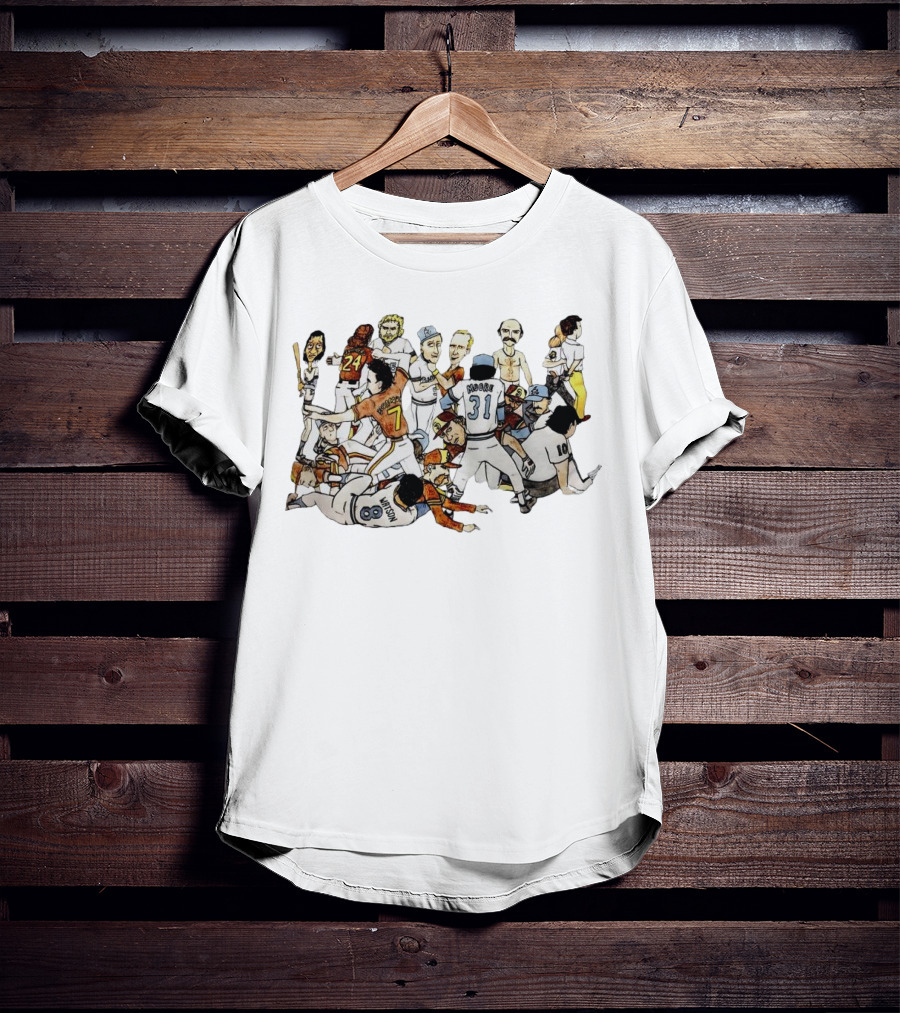 Ed Whitson Bob Horner Cast Arm Pascual Perez Bat Baseball Fight Scene T-Shirt