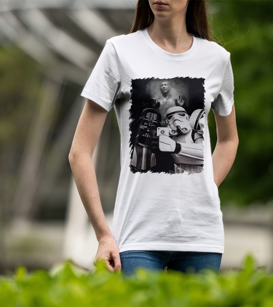 Star Wars Darth Vader And Stormtrooper Taking Selfie With Han Solo Frozen In Carbonite T-Shirt