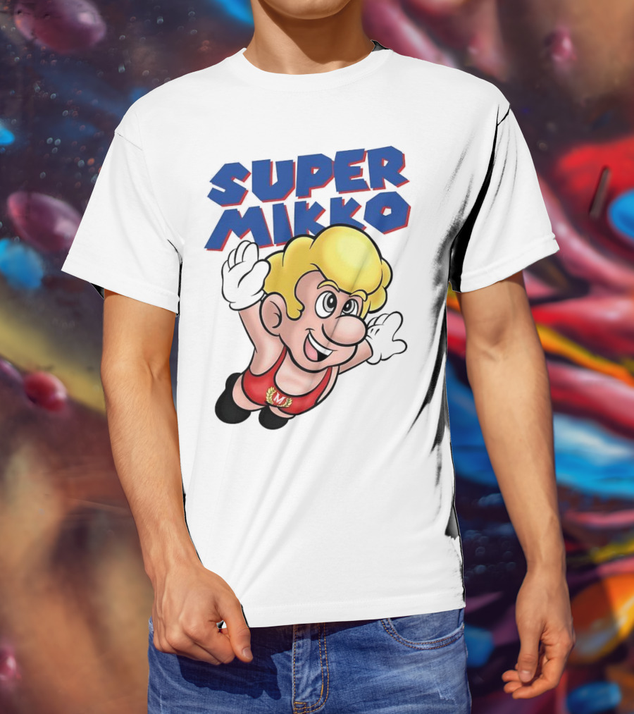 Super Mikko Flying Character Parody Super Mario Game T-Shirt