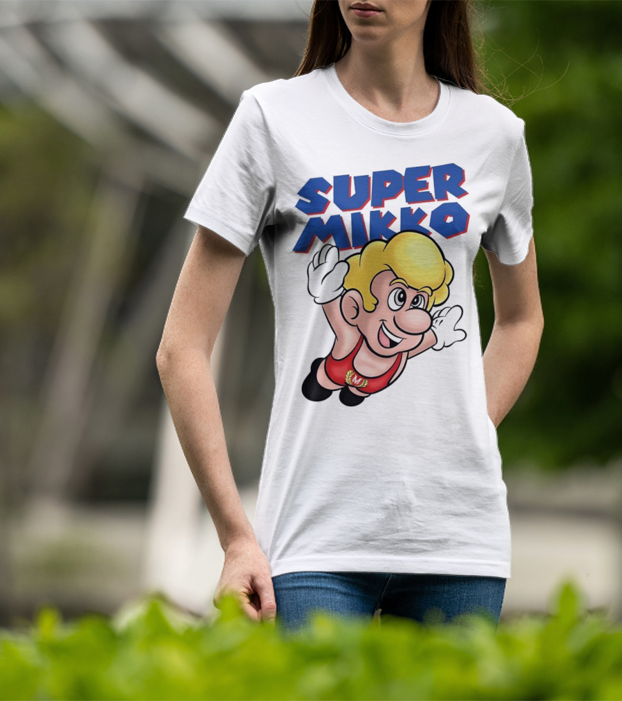 Super Mikko Flying Character Parody Super Mario Game T-Shirt