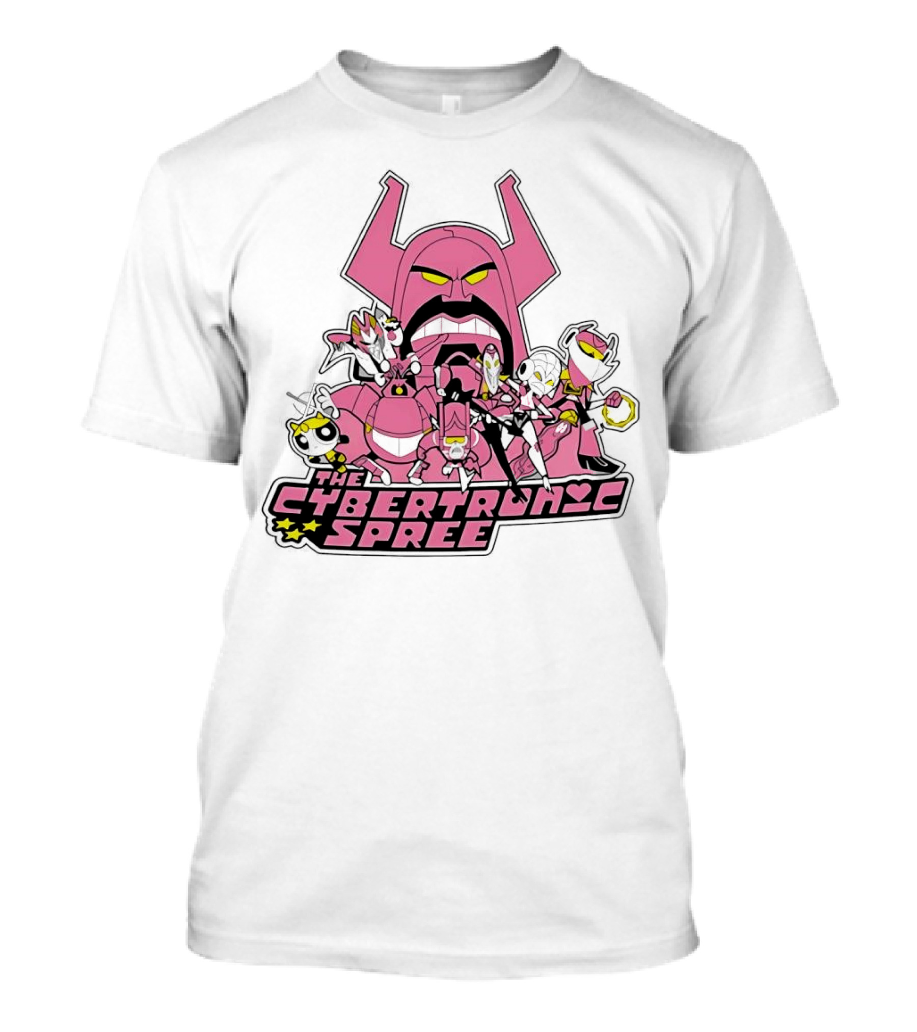 The Cybertronic Spree Cartoon Characters With Robot Helmets And Pink Armor T-Shirt