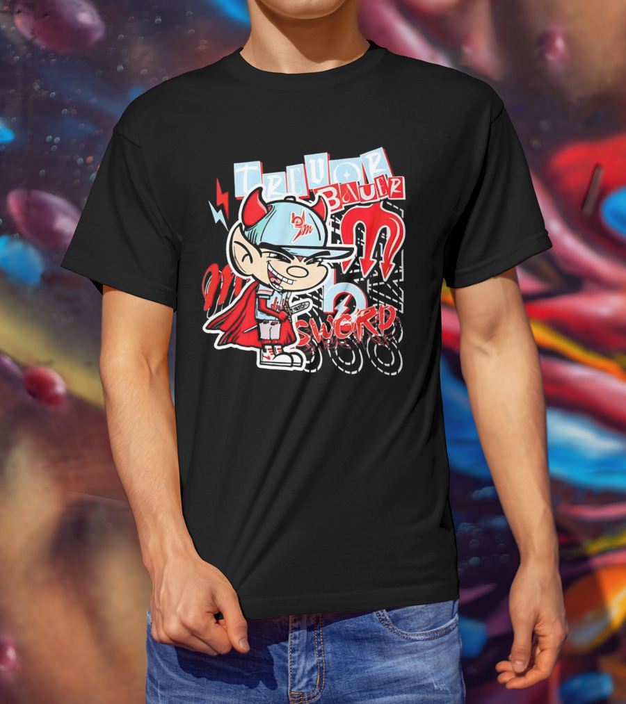 Trevor Bauer Diablo Cartoon Red Sword T-Shirt