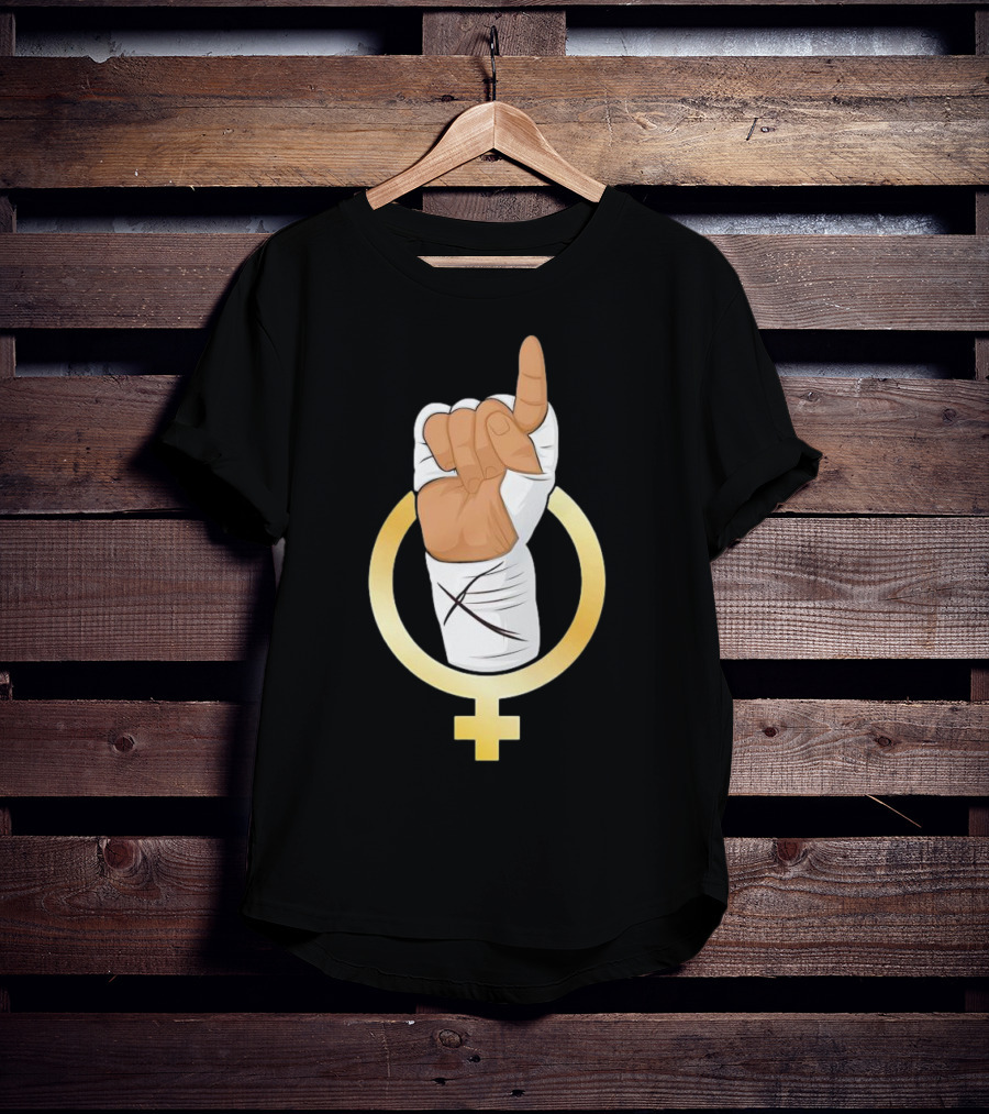 Gold Female Boxing Hand Symbol Feminist Power T-Shirt