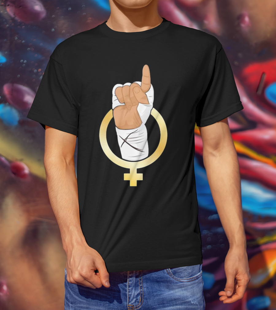 Gold Female Boxing Hand Symbol Feminist Power T-Shirt